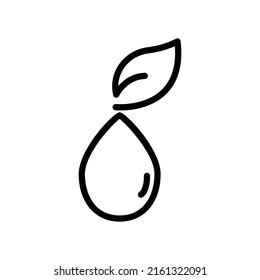 Water drop icon vector with leaf. Ecology, healthy living, healthy environment. line icon style. Simple design illustration editable