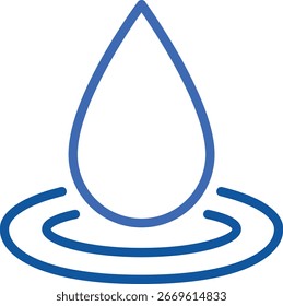 Icono de gota de agua de arte de línea de Vector: Símbolo de pureza, lluvia y salpicaduras para conceptos ecológicos y líquidos