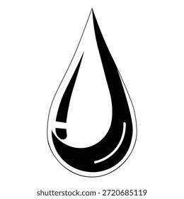 Ícone de gota de água vetor gota líquida plana e contorno