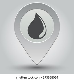 Water drop icon - vector map pointer with shadow on light background
