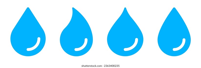 Water drop icon. Waterdrop shape blue symbol on white background.