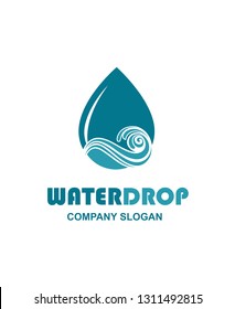 water drop icon with waves isolated on white background