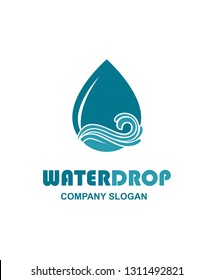 water drop icon with waves isolated on white background