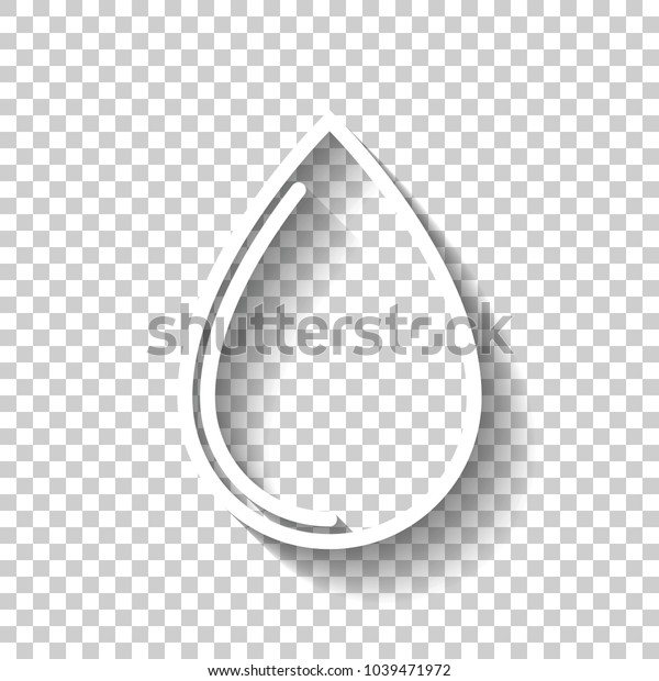 Water Drop Icon White Icon Shadow Stock Vector Royalty Free