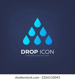 Water drop icon for your design. Aqua logo blue droplet