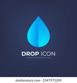Water drop icon for your design. Aqua logo blue droplet
