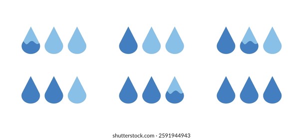 water drop icons abstract set of blue on white background