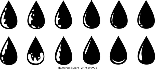 Water drop icons collection. Vector design elements.