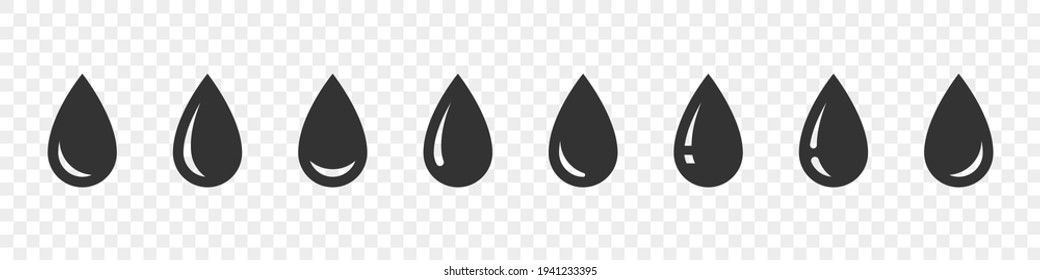 Water drop icons. Water drops set. Water or oil drop. Vector illustration