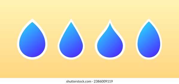 Water drop icons. Flat, blue, isolated water drops icons for design. Vector icons