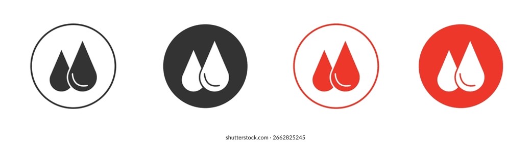 Water drop icons. Flat design style. Graphic design vector symbols. 