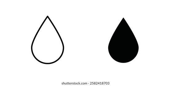 Water drop icons pack vectors in black flat and strokes