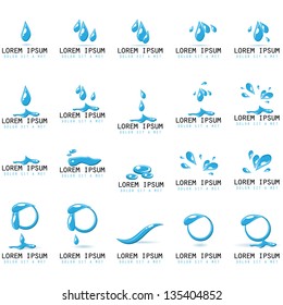 Water And Drop Icons - Set - Isolated On White Background - Vector Illustration, Graphic Design Editable For Your Design. Water Logo