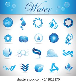 Water And Drop Icons Set - Isolated On Gray Background - Vector Illustration, Graphic Design Editable For Your Design