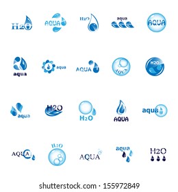 Water And Drop Icons Set - Isolated On White Background - Vector Illustration, Graphic Design Editable For Your Design. Water Logo