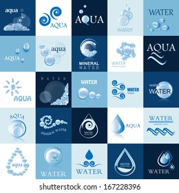 Water And Drop Icons Set - Isolated On Background - Vector Illustration, Graphic Design Editable For Your Design. 