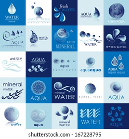 Water And Drop Icons Set - Isolated On Background - Vector Illustration, Graphic Design Editable For Your Design. 
