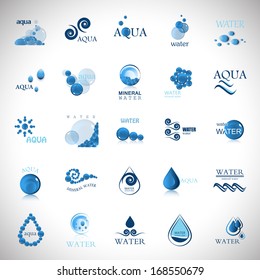 Water And Drop Icons Set - Isolated On Gray Background - Vector Illustration, Graphic Design Editable For Your Design.