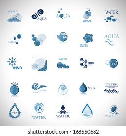Water And Drop Icons Set - Isolated On Gray Background - Vector Illustration, Graphic Design Editable For Your Design.