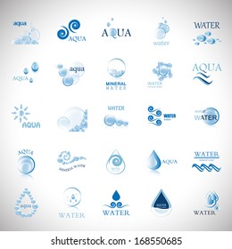 Water And Drop Icons Set - Isolated On Gray Background - Vector Illustration, Graphic Design Editable For Your Design.