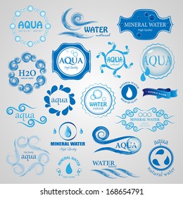 Water And Drop Icons Set - Isolated On Gray Background - Vector Illustration, Graphic Design Editable For Your Design.