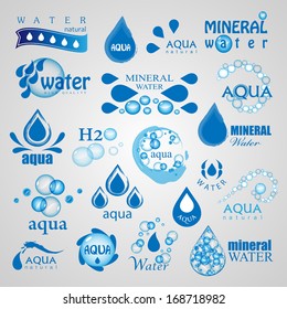 Water And Drop Icons Set - Isolated On Gray Background - Vector Illustration, Graphic Design Editable For Your Design.