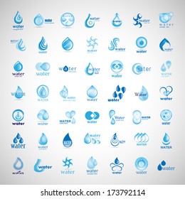 Water And Drop Icons Set -  Isolated On Gray Background - Vector Illustration, Graphic Design Editable For Your Design.