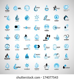 Water And Drop Icons Set - Isolated On Gray Background - Vector Illustration, Graphic Design Editable For Your Design.