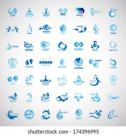 Water And Drop Icons Set - Isolated On Gray Background - Vector Illustration, Graphic Design Editable For Your Design.