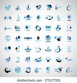 Water And Drop Icons Set - Isolated On Gray Background - Vector Illustration, Graphic Design Editable For Your Design