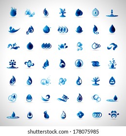 Water And Drop Icons Set - Isolated On Gray Background - Vector Illustration, Graphic Design Editable For Your Design