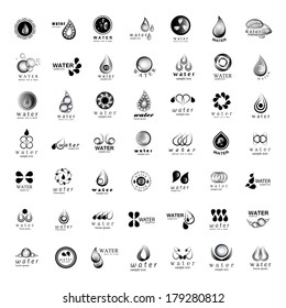 Water And Drop Icons Set - Isolated On White Background - Vector Illustration, Graphic Design Editable For Your Design.
