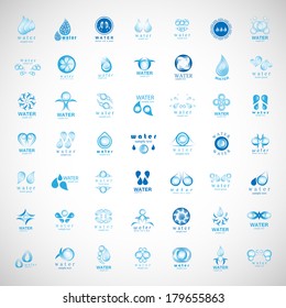 Water And Drop Icons Set - Isolated On Gray Background - Vector Illustration, Graphic Design Editable For Your Design.
