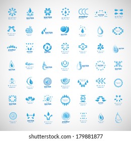 Water And Drop Icons Set - Isolated On Gray Background - Vector Illustration, Graphic Design Editable For Your Design.
