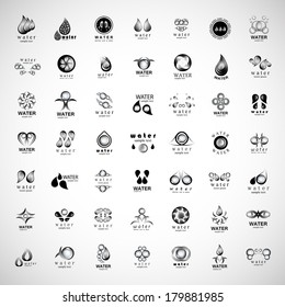 Water And Drop Icons Set - Isolated On Gray Background - Vector Illustration, Graphic Design Editable For Your Design.