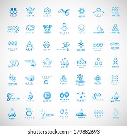 Water And Drop Icons Set - Isolated On Gray Background - Vector Illustration, Graphic Design Editable For Your Design.