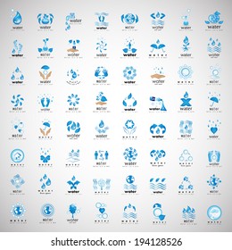 Water And Drop Icons Set - Isolated On Gray Background - Vector Illustration, Graphic Design Editable For Your Design.