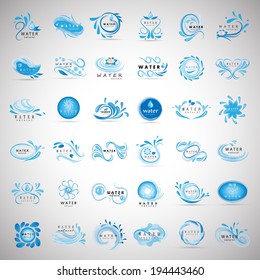 Water And Drop Icons Set - Isolated On Gray Background - Vector Illustration, Graphic Design Editable For Your Design