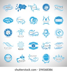 Water And Drop Icons Set - Isolated On Gray Background - Vector Illustration, Graphic Design Editable For Your Design.