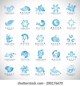 Water And Drop Icons Set - Isolated On Gray Background - Vector Illustration, Graphic Design Editable For Your Design