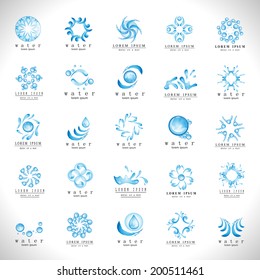 Water And Drop Icons Set - Isolated On Gray Background - Vector Illustration, Graphic Design Editable For Your Design