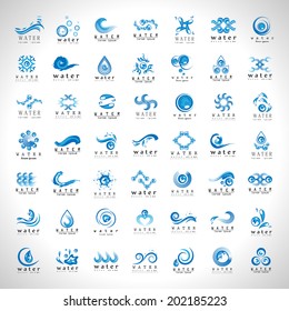 Water And Drop Icons Set - Isolated On Gray Background - Vector Illustration, Graphic Design Editable For Your Design