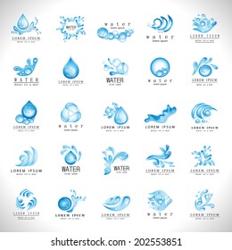 Water And Drop Icons Set - Isolated On Gray Background - Vector Illustration, Graphic Design Editable For Your Design