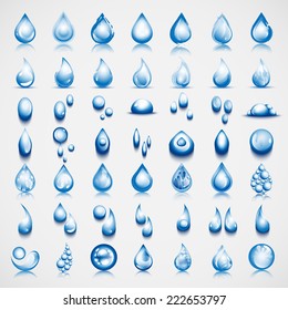 Water And Drop Icons Set - Isolated On Gray Background - Vector Illustration, Graphic Design Editable For Your Design
