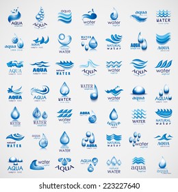 Water And Drop Icons Set - Isolated On Gray Background - Vector Illustration, Graphic Design Editable For Your Design 