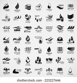 Water And Drop Icons Set - Isolated On Gray Background - Vector Illustration, Graphic Design Editable For Your Design