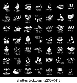 Water And Drop Icons Set - Isolated On Black Background - Vector Illustration, Graphic Design Editable For Your Design