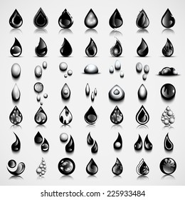 Water And Drop Icons Set - Isolated On Gray Background - Vector Illustration, Graphic Design Editable For Your Design 