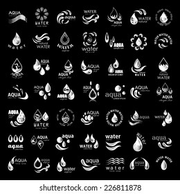 Water And Drop Icons Set - Isolated On Black Background - Vector Illustration, Graphic Design Editable For Your Design