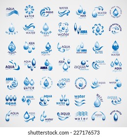 Water And Drop Icons Set - Isolated On Gray Background - Vector Illustration, Graphic Design Editable For Your Design